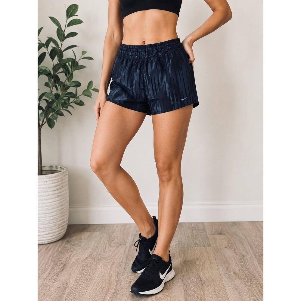 Nike large shorts lined brief workout run athletic gym Black Mid High Waist